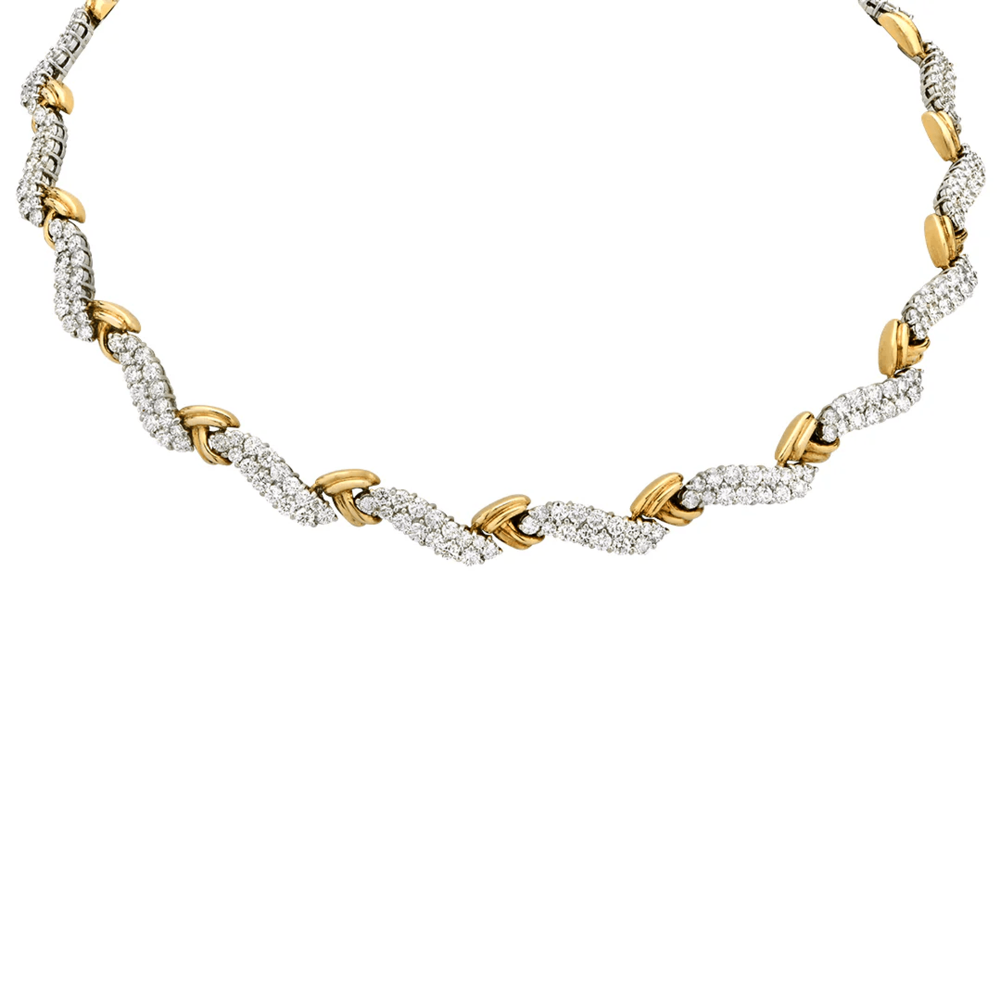 Tiffany & Co. Post-1980s Platinum & 18KT Yellow Gold Diamond Necklace front