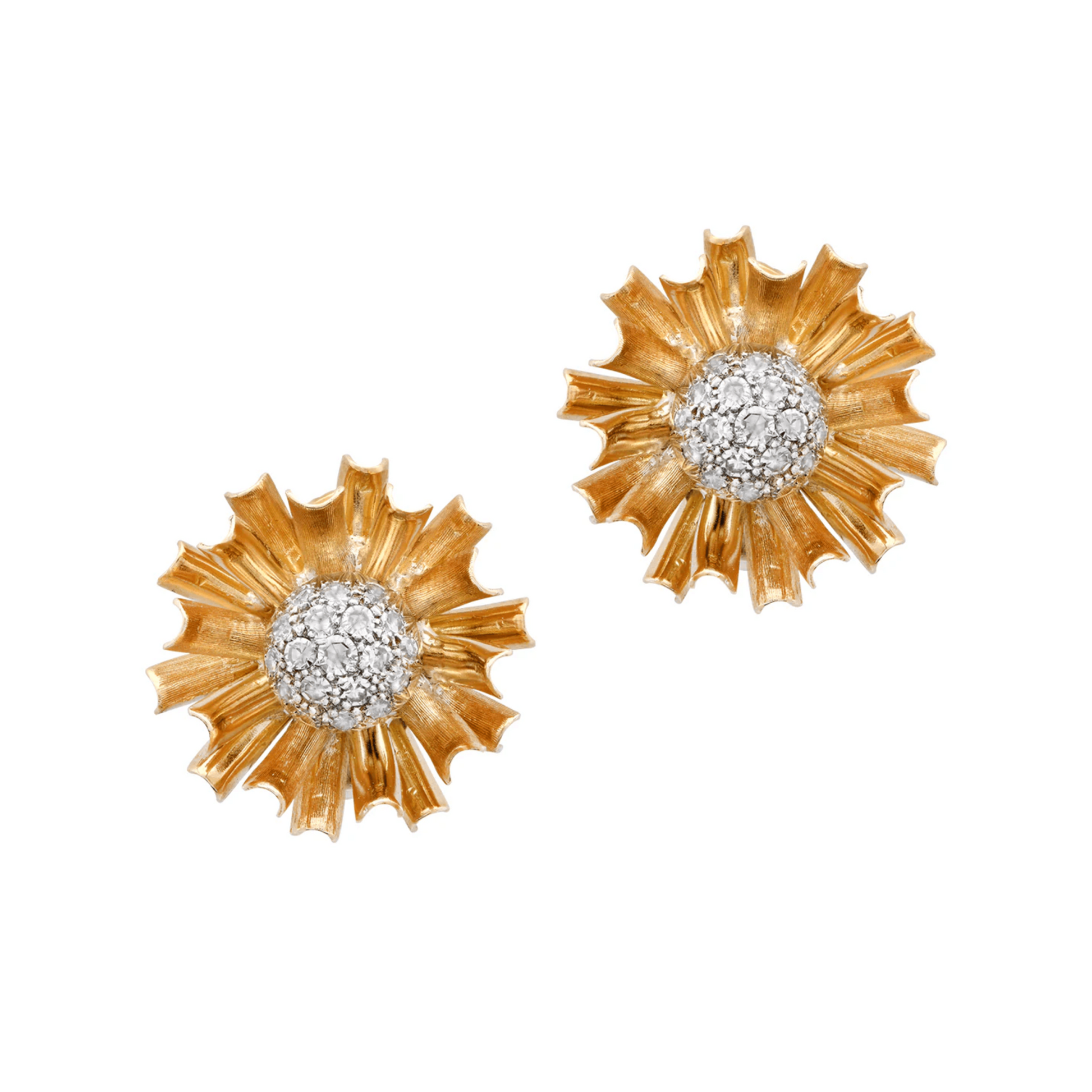 Post-1980s 18KT White & Yellow Gold Diamond Earrings front
