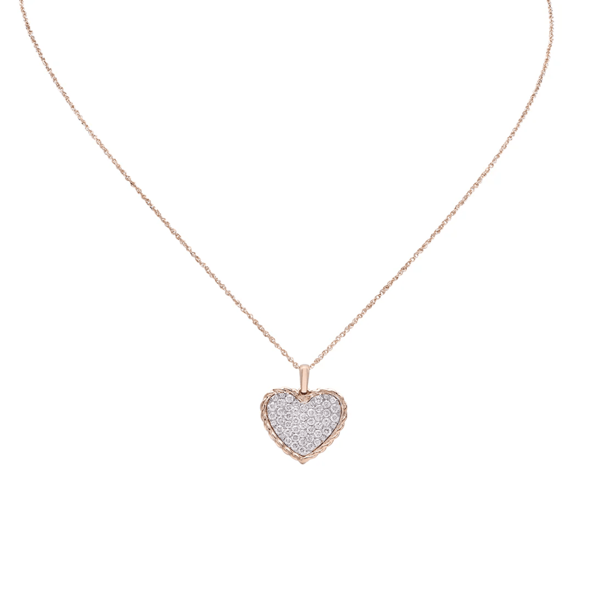Post-1980s 14KT White & Yellow Gold Diamond Heart Necklace front