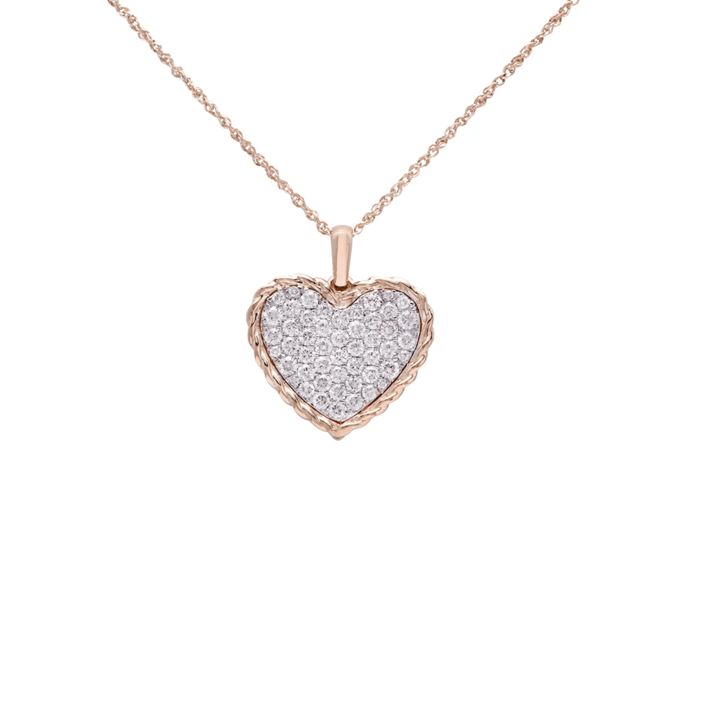 Post-1980s 14KT White & Yellow Gold Diamond Heart Necklace front