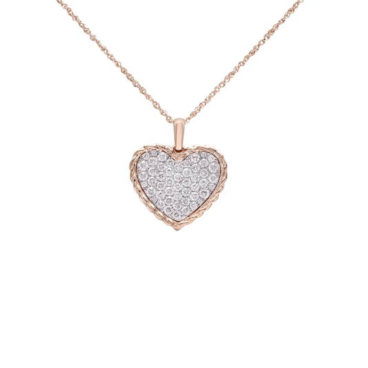 Post-1980s 14KT White & Yellow Gold Diamond Heart Necklace front