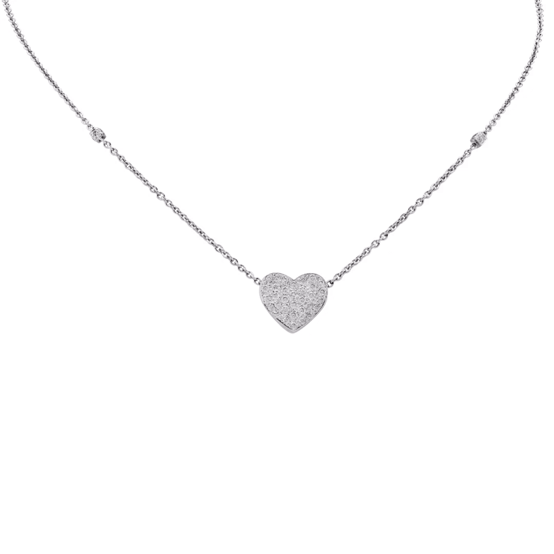 Post-1980s 18KT White Gold Diamond Heart Necklace front