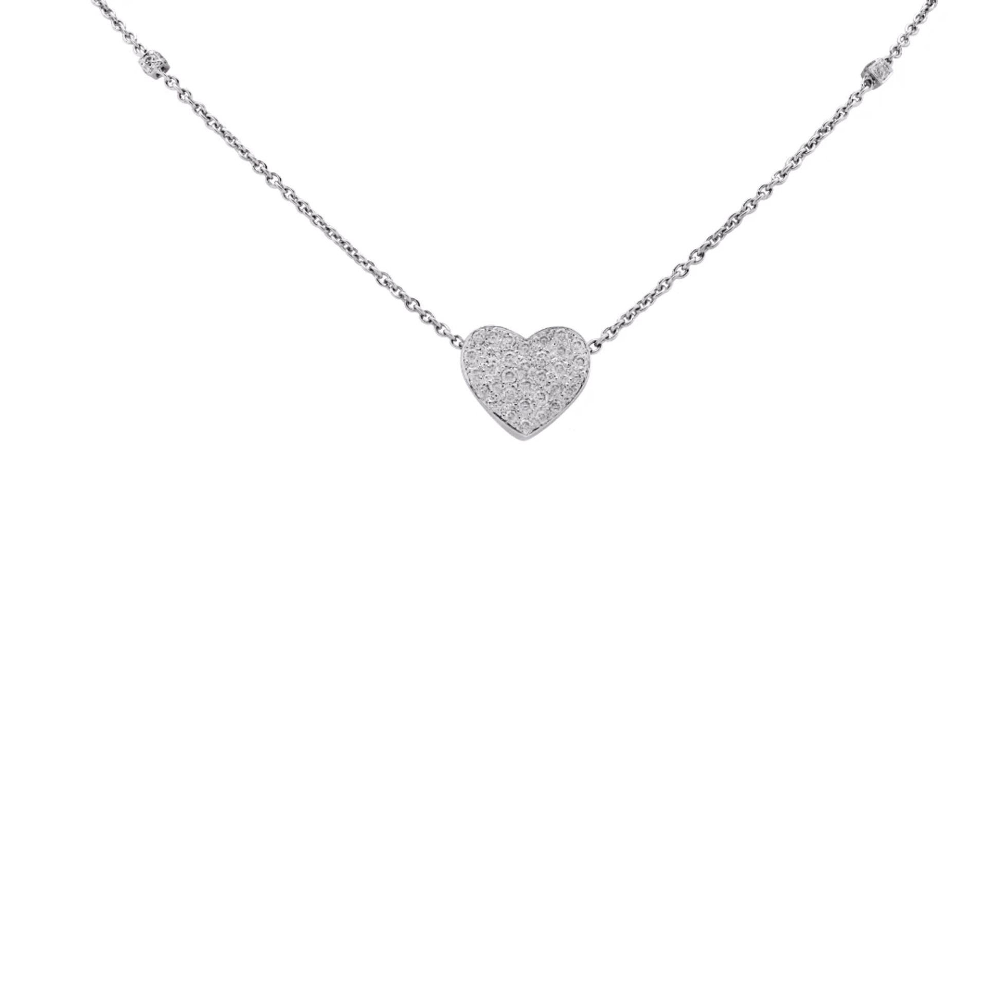 Post-1980s 18KT White Gold Diamond Heart Necklace front