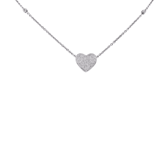 Post-1980s 18KT White Gold Diamond Heart Necklace front