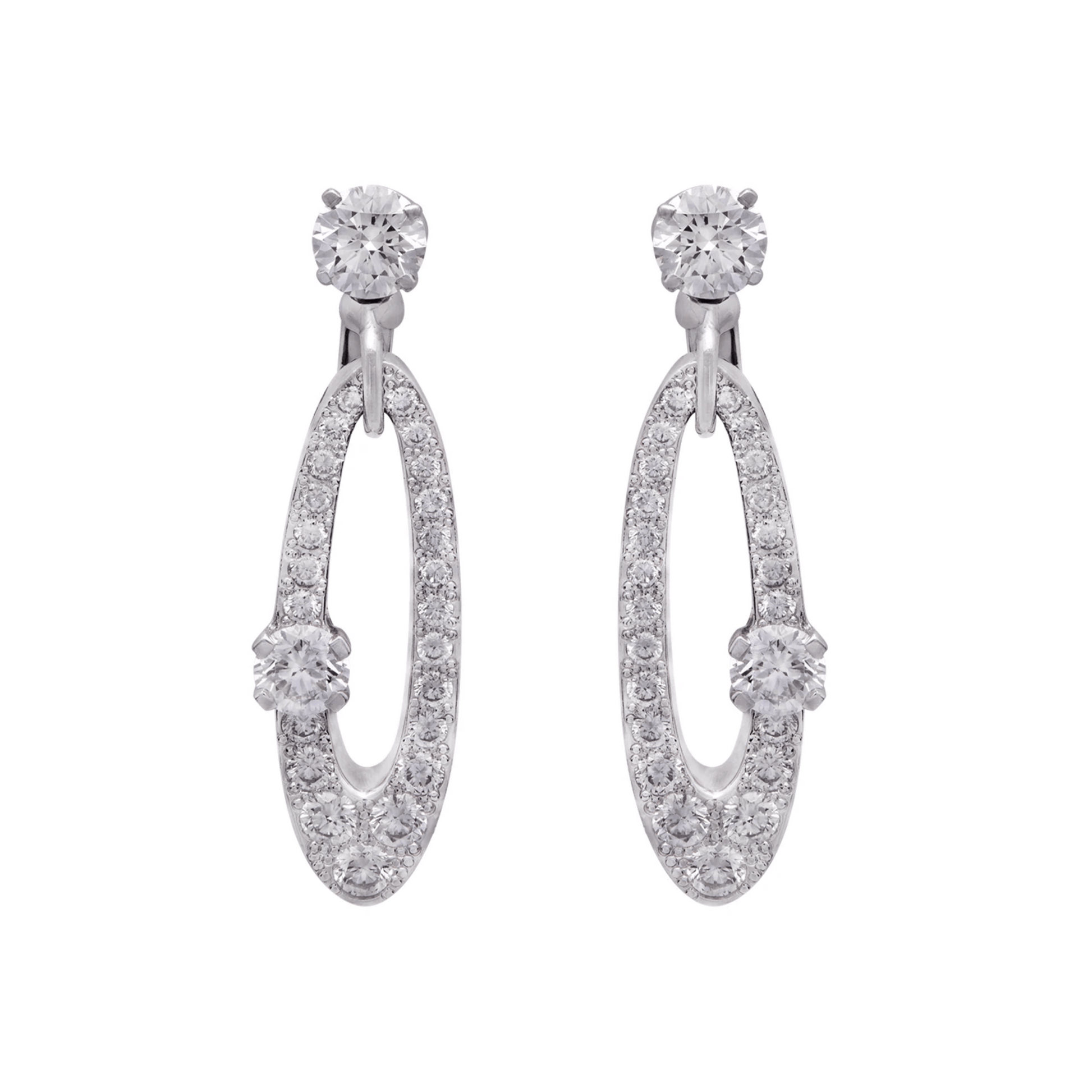Bulgari Post-1980s 18KT White Gold Diamond Earrings front