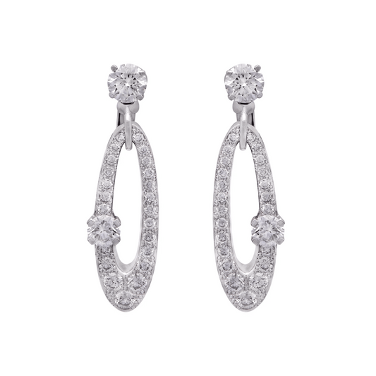 Bulgari Post-1980s 18KT White Gold Diamond Earrings front