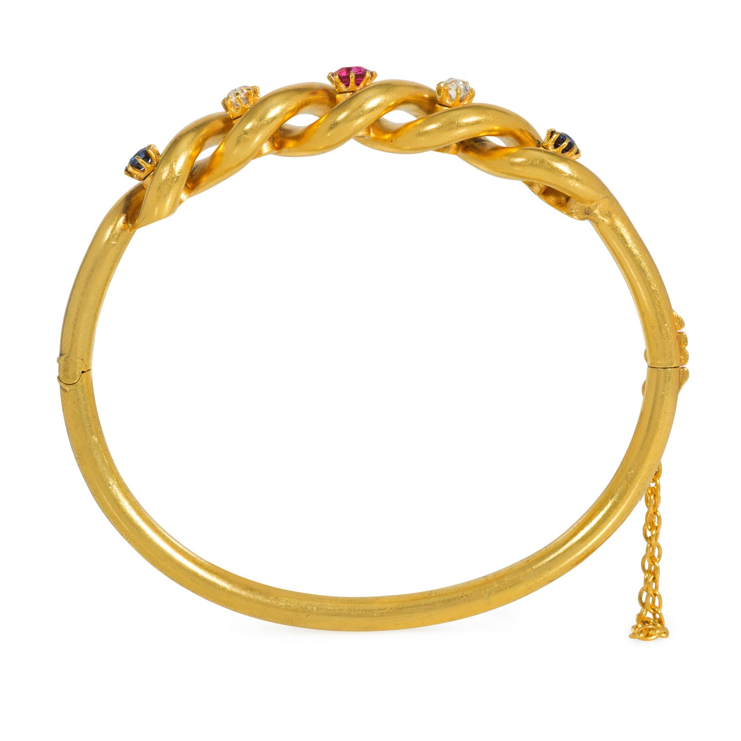 Victorian 18KT Yellow Gold Ruby, Diamond & Sapphire Bracelet profile