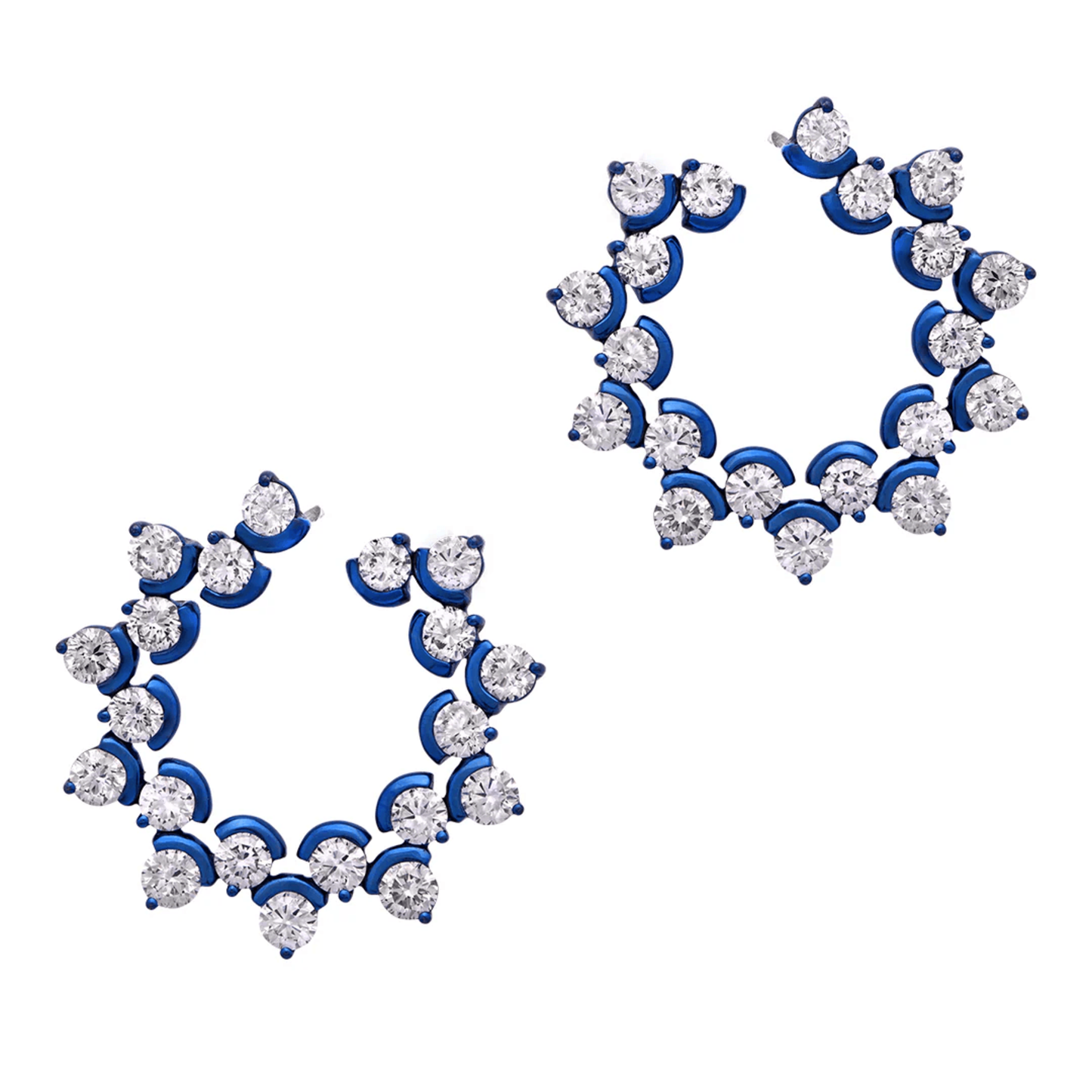 Post-1980s Titanium Diamond Earrings front