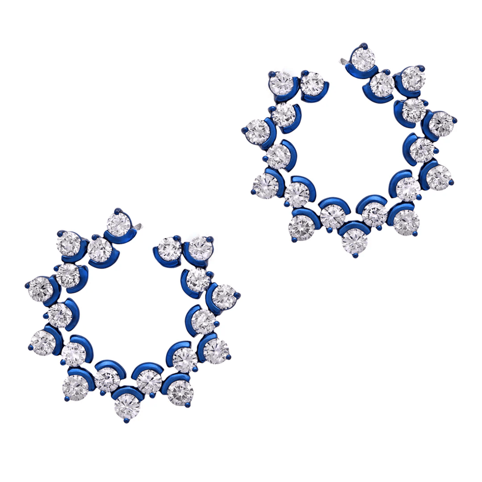 Post-1980s Titanium Diamond Earrings front