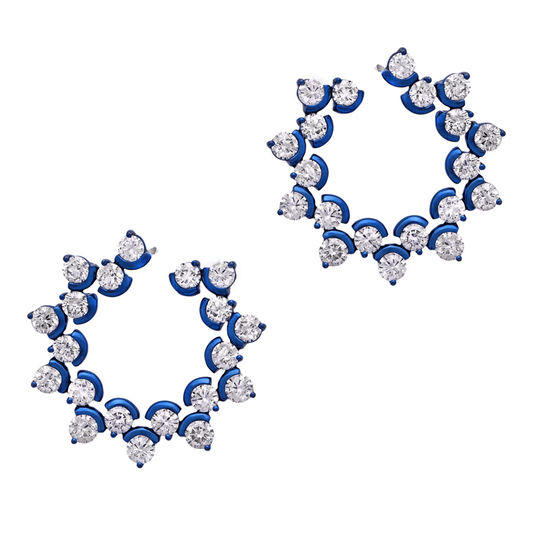 Post-1980s Titanium Diamond Earrings front