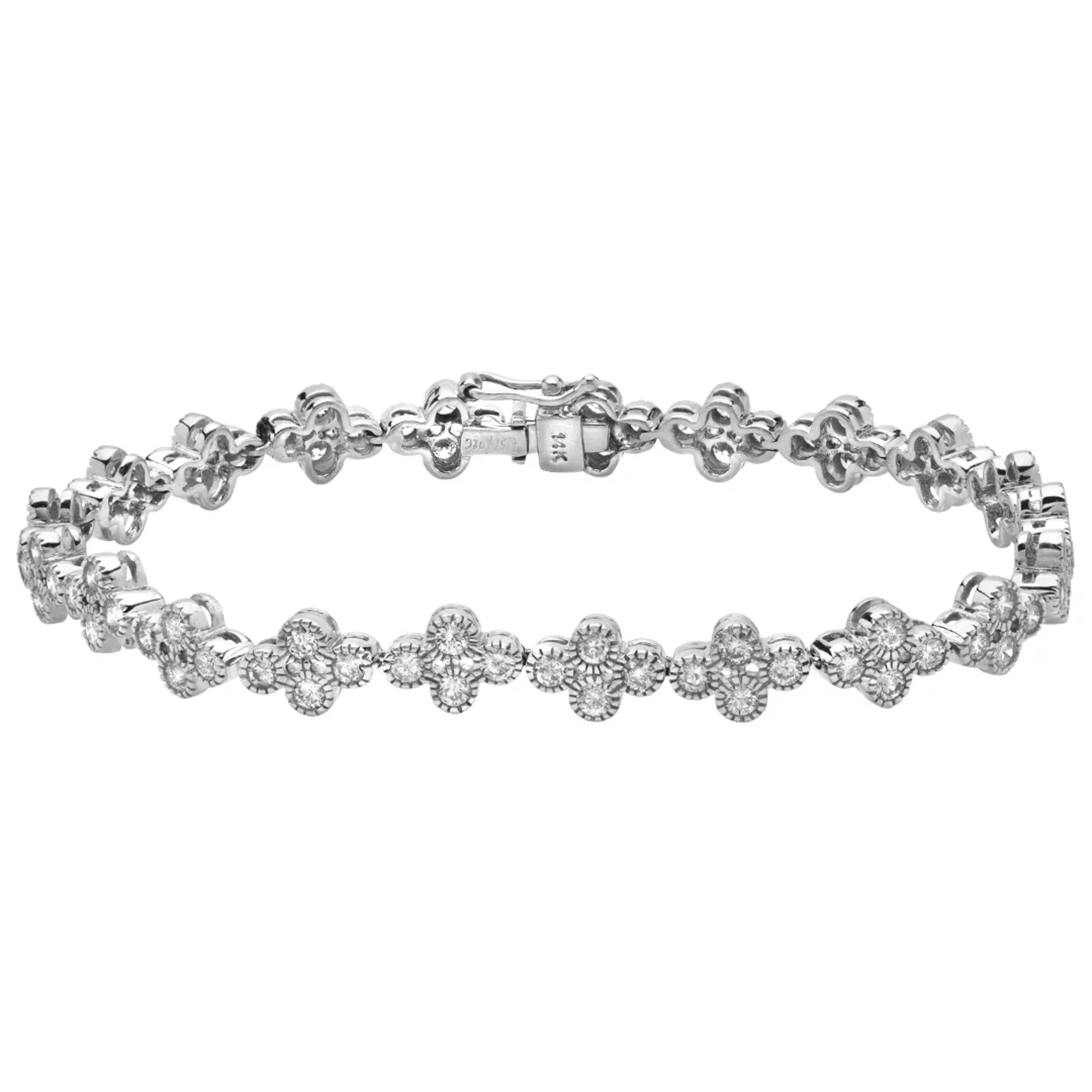 Contemporary 14KT White Gold Diamond Bracelet front