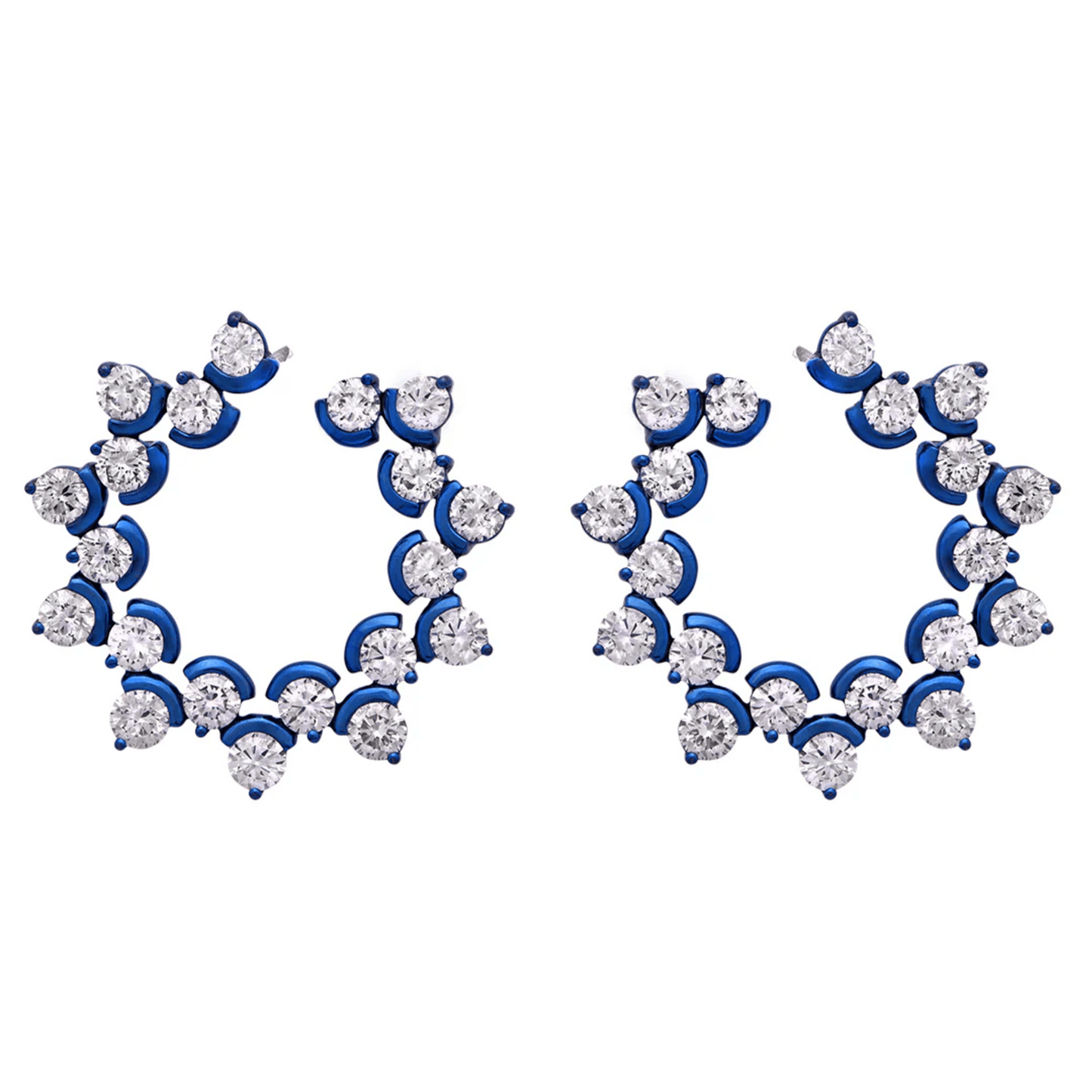 Post-1980s Titanium Diamond Earrings front