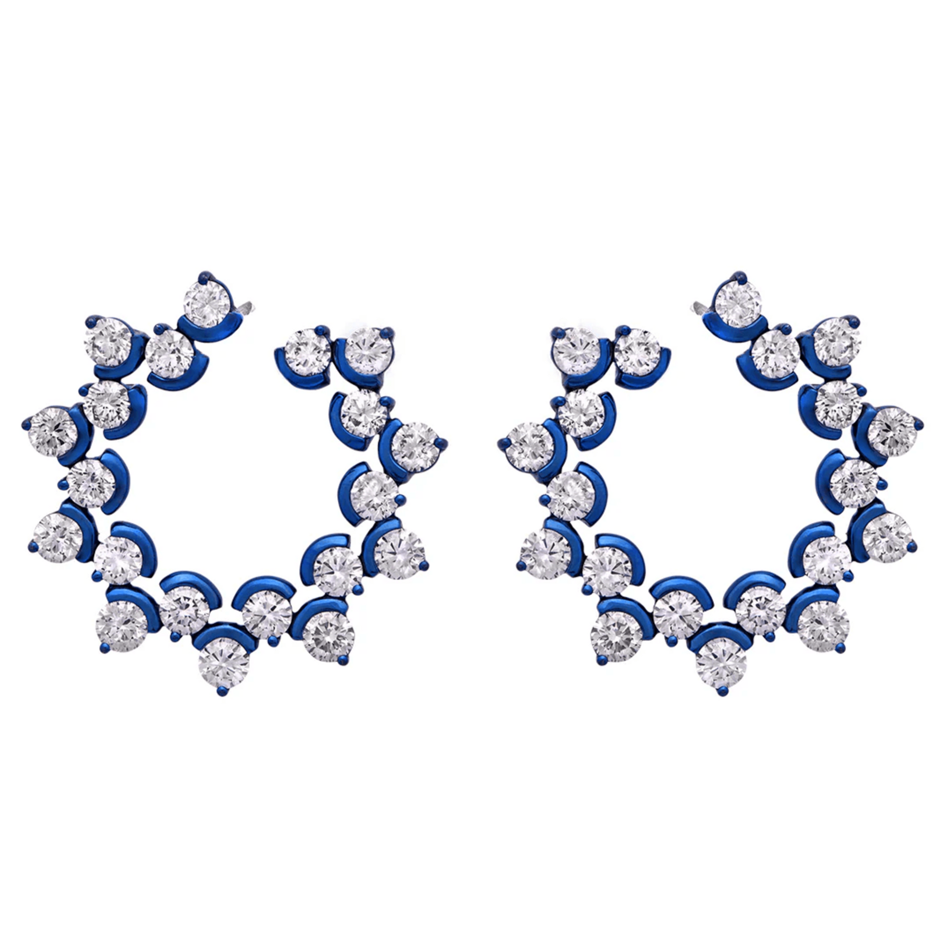 Post-1980s Titanium Diamond Earrings front