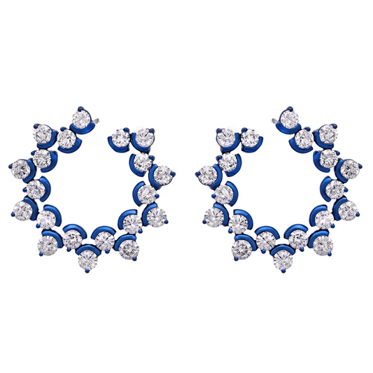 Post-1980s Titanium Diamond Earrings front