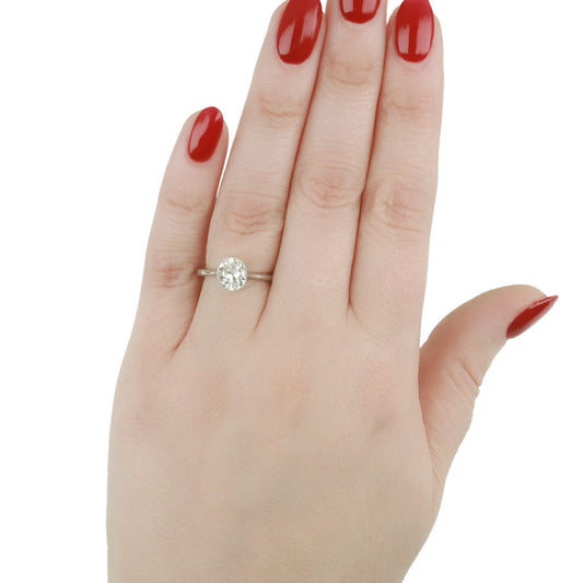Art Deco Platinum Diamond Ring on finger