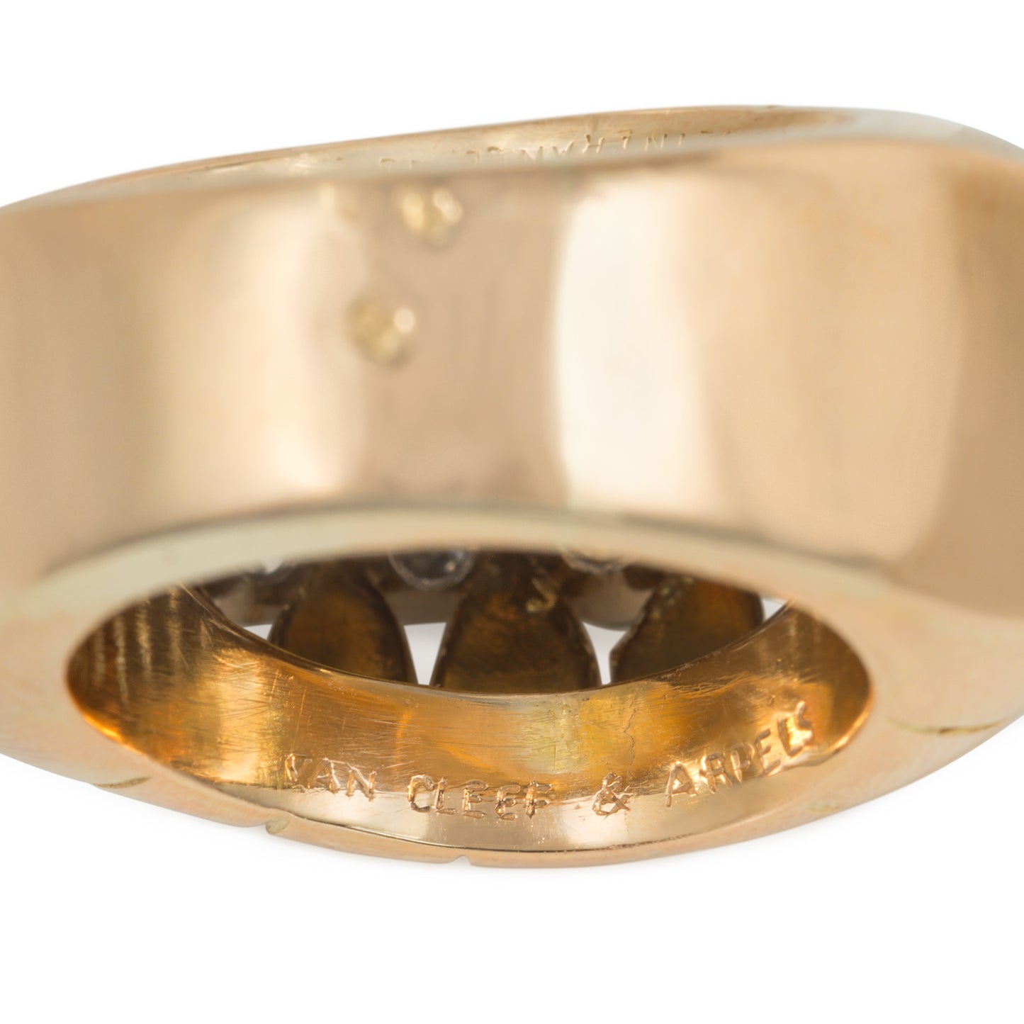Van Cleef & Arpels Retro Platinum & 18KT Rose Gold Diamond Ring signature