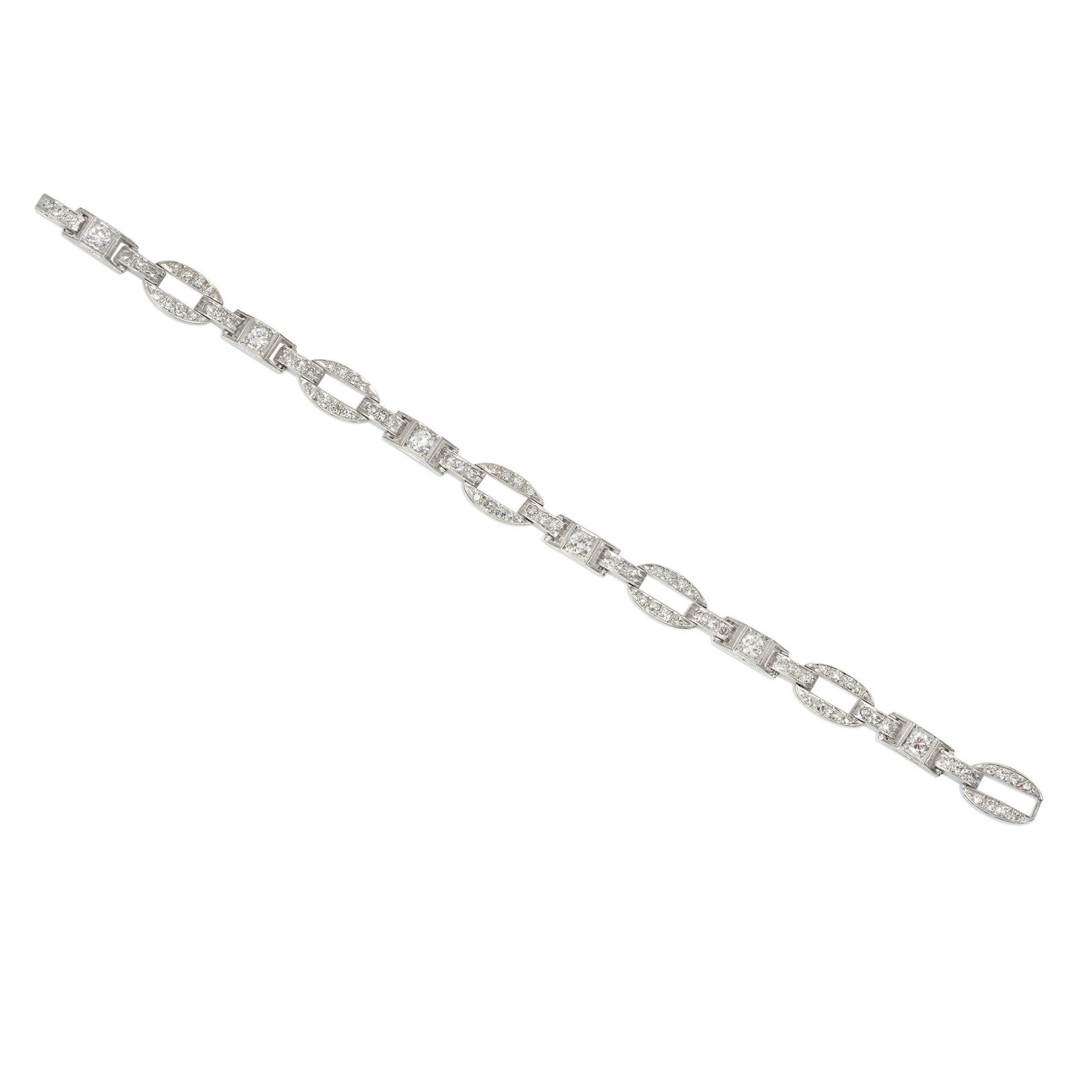 Art Deco Platinum Diamond Bracelet front