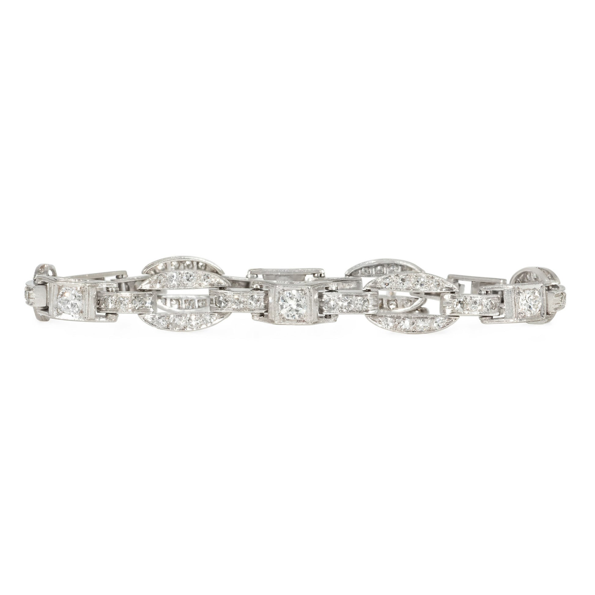 Art Deco Platinum Diamond Bracelet front