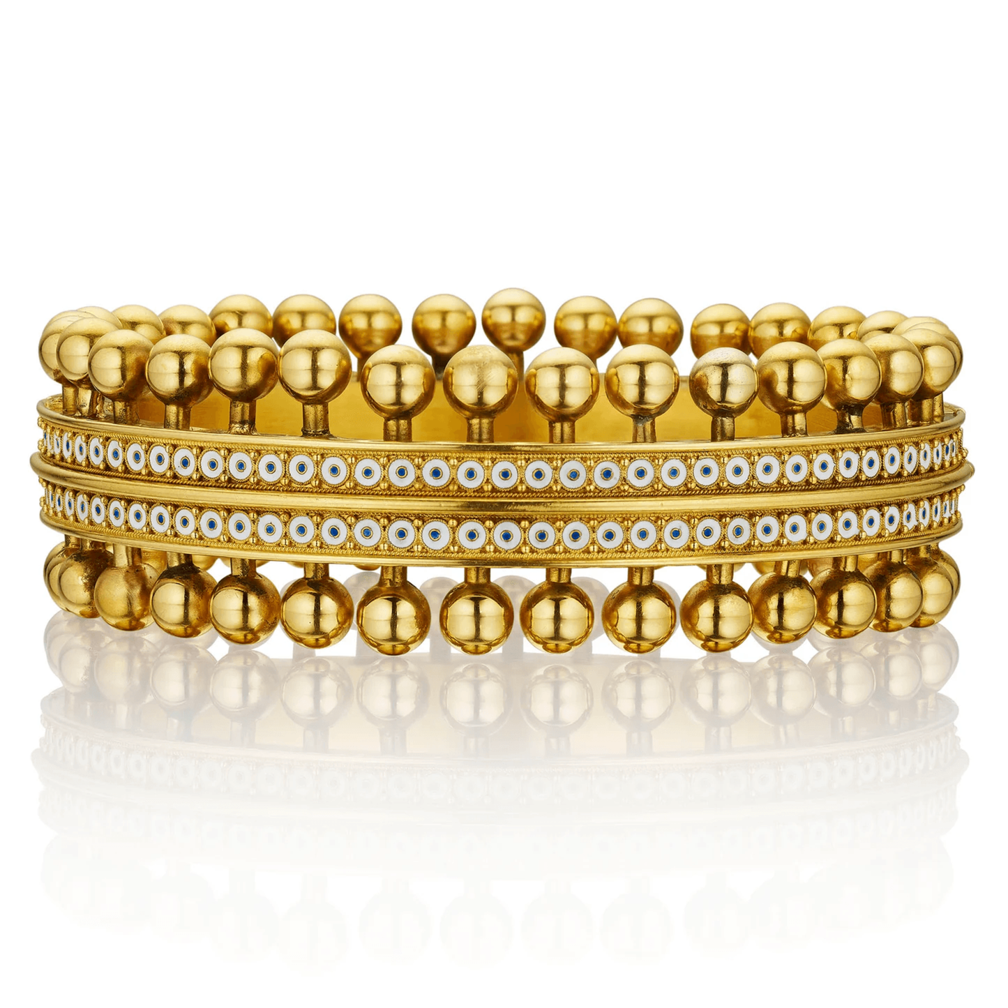 Robert Phillips Brothers English Victorian 18KT Yellow Gold Enamel Bracelet front