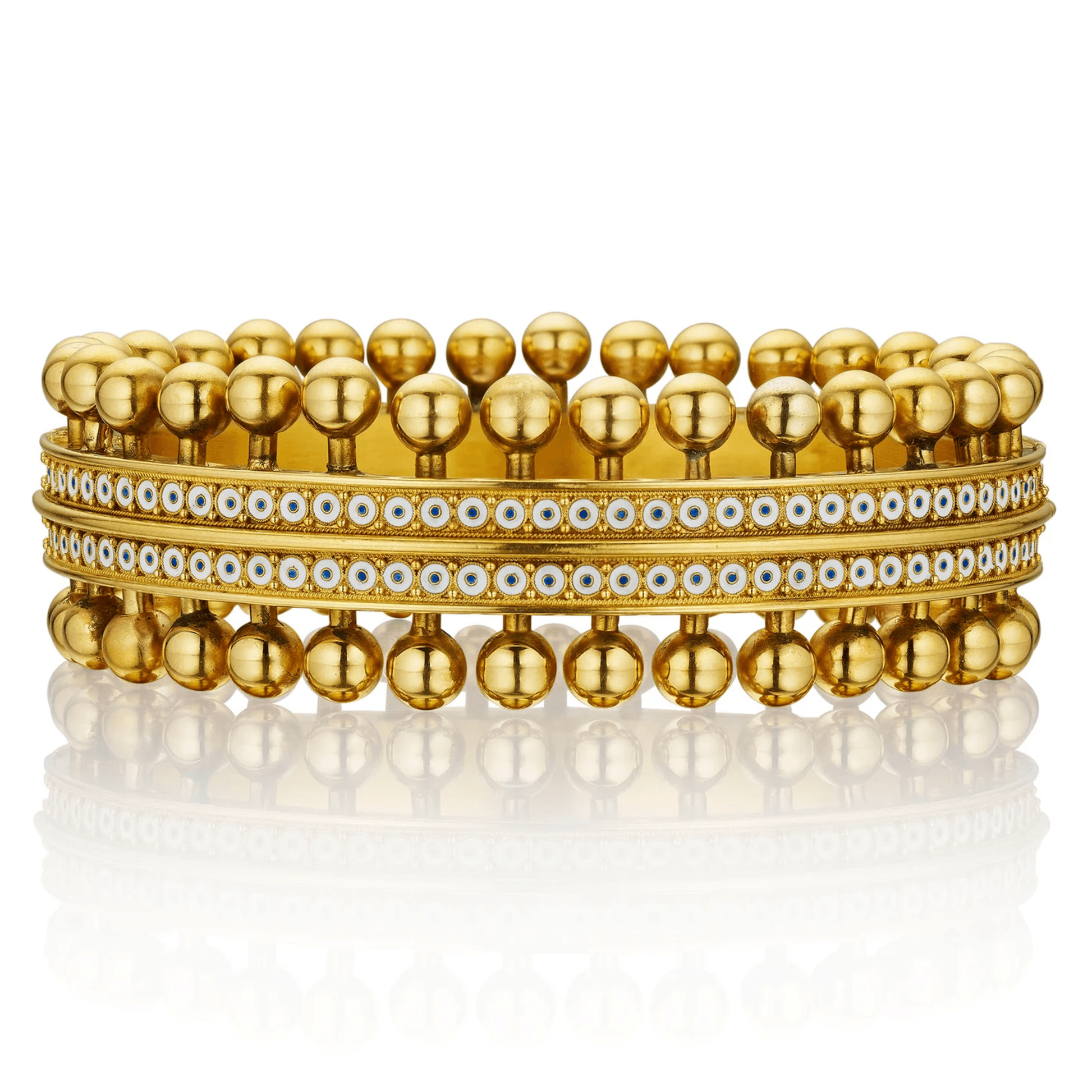 Robert Phillips Brothers English Victorian 18KT Yellow Gold Enamel Bracelet front