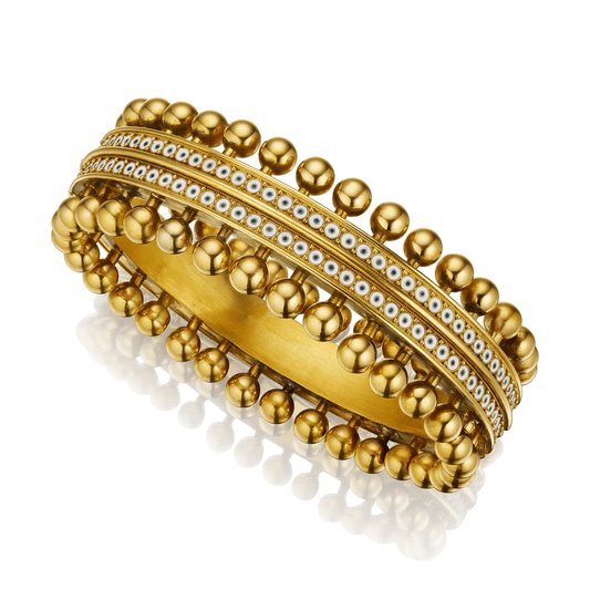 Robert Phillips Brothers English Victorian 18KT Yellow Gold Enamel Bracelet front