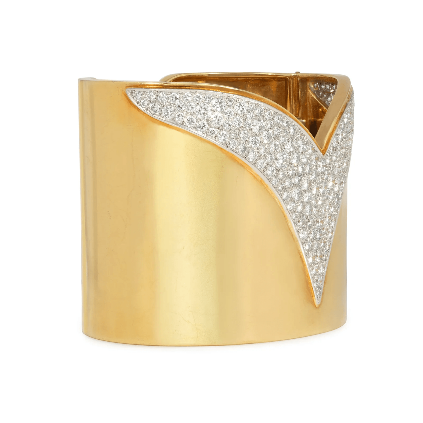 Cartier 1970s Platinum & 18KT Yellow Gold Diamond Bracelet side