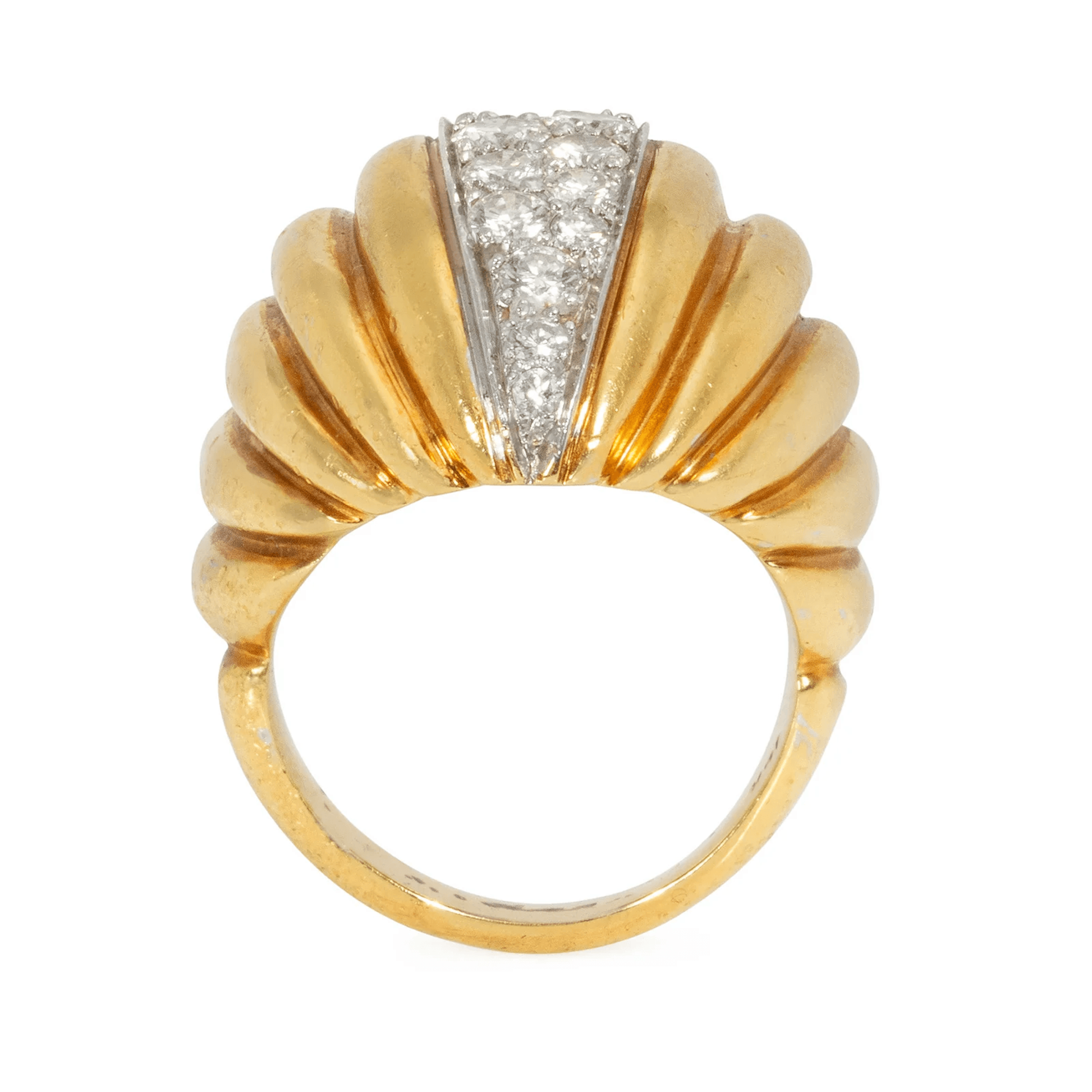 1960s Platinum & 18KT Yellow Gold Diamond Ring profile