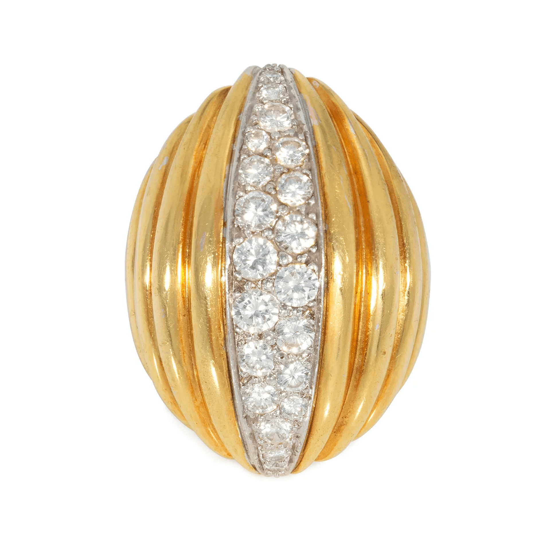 1960s Platinum & 18KT Yellow Gold Diamond Ring front