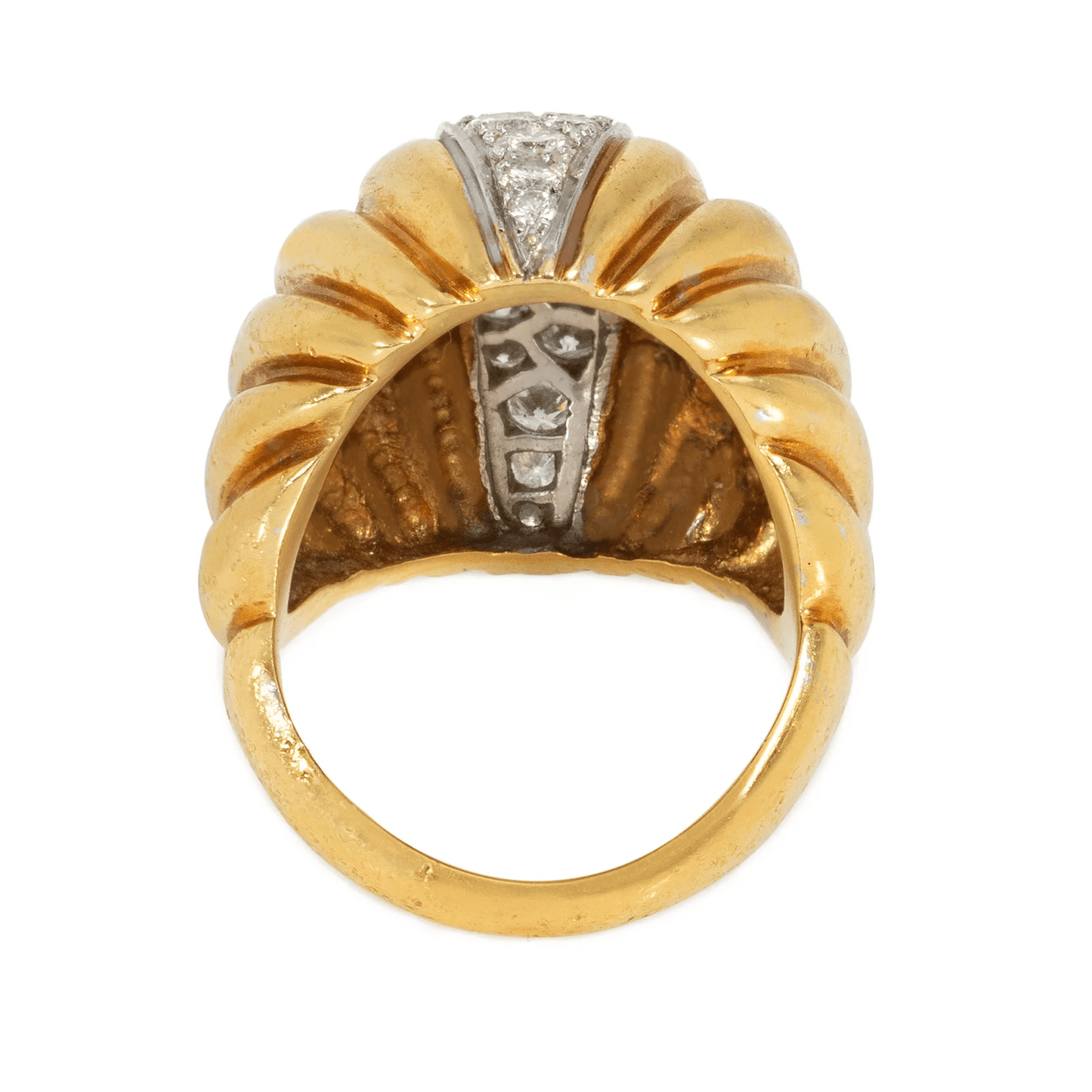 1960s Platinum & 18KT Yellow Gold Diamond Ring back