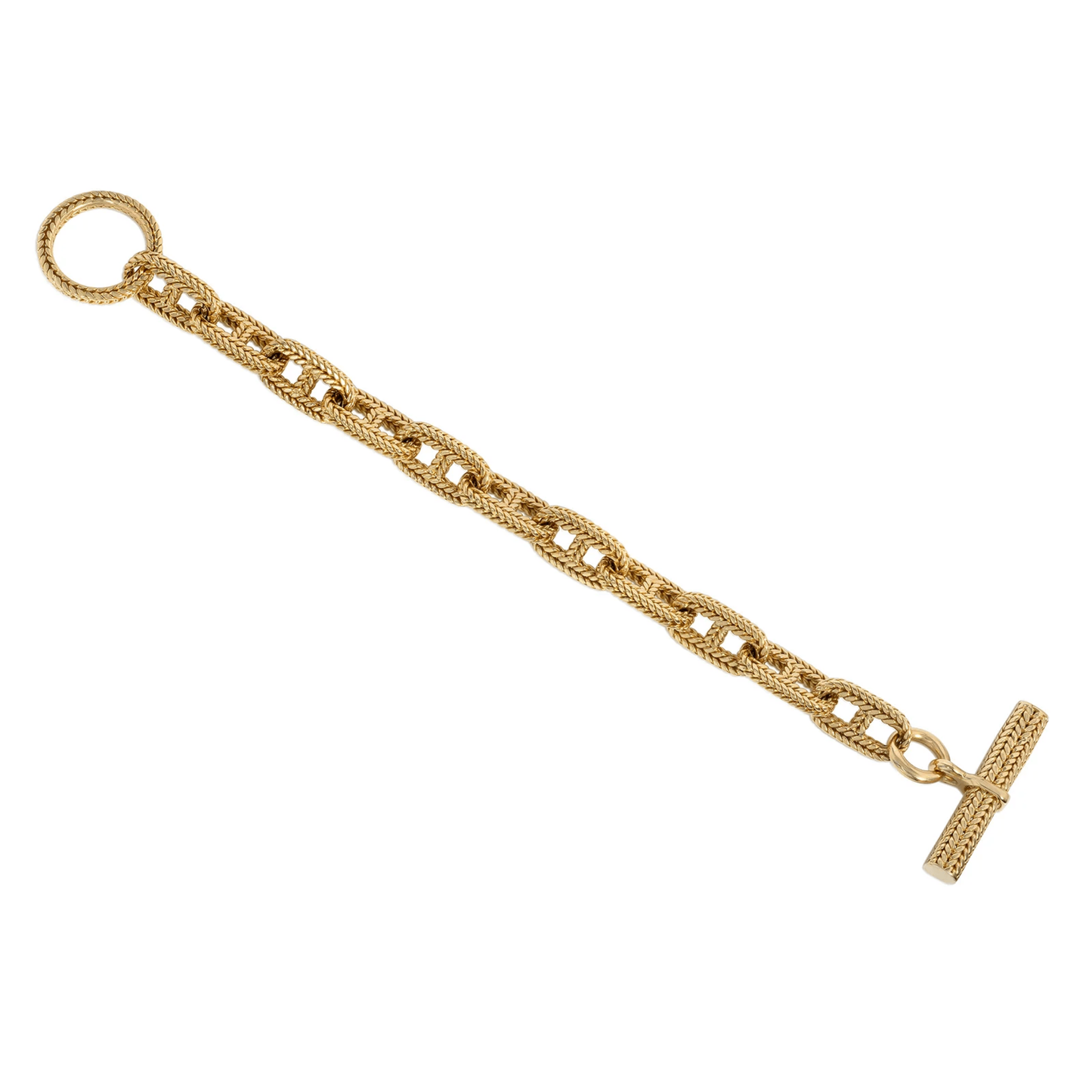 Hermes Paris 1960s 18KT Yellow Gold Tresse Chaine D'ancre Bracelet front