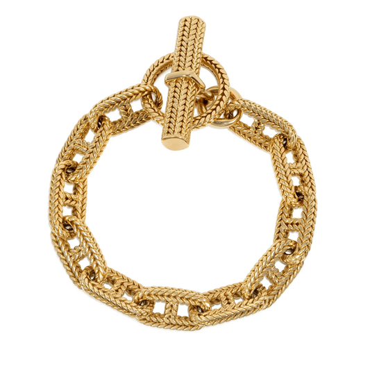 Hermes Paris 1960s 18KT Yellow Gold Tresse Chaine D'ancre Bracelet front