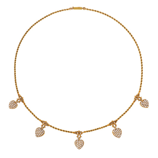 Victorian 15KT Yellow Gold Natural Pearl Heart Necklace front