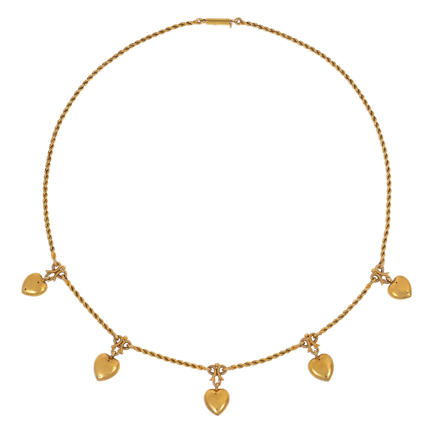 Victorian 15KT Yellow Gold Natural Pearl Heart Necklace back