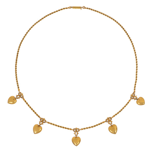 Victorian 15KT Yellow Gold Natural Pearl Heart Necklace back