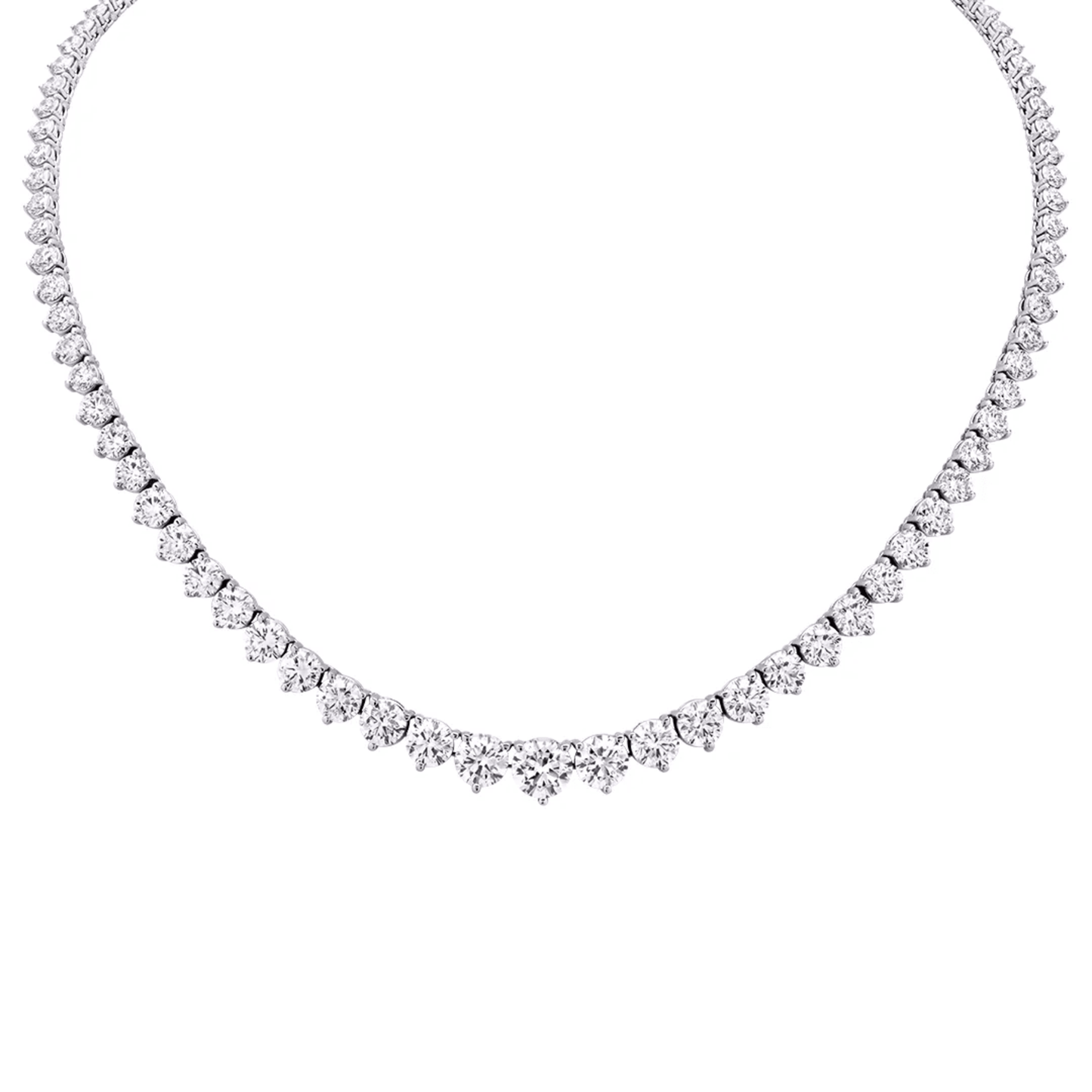 Post-1980s 14KT White Gold Diamond Riviere Necklace front
