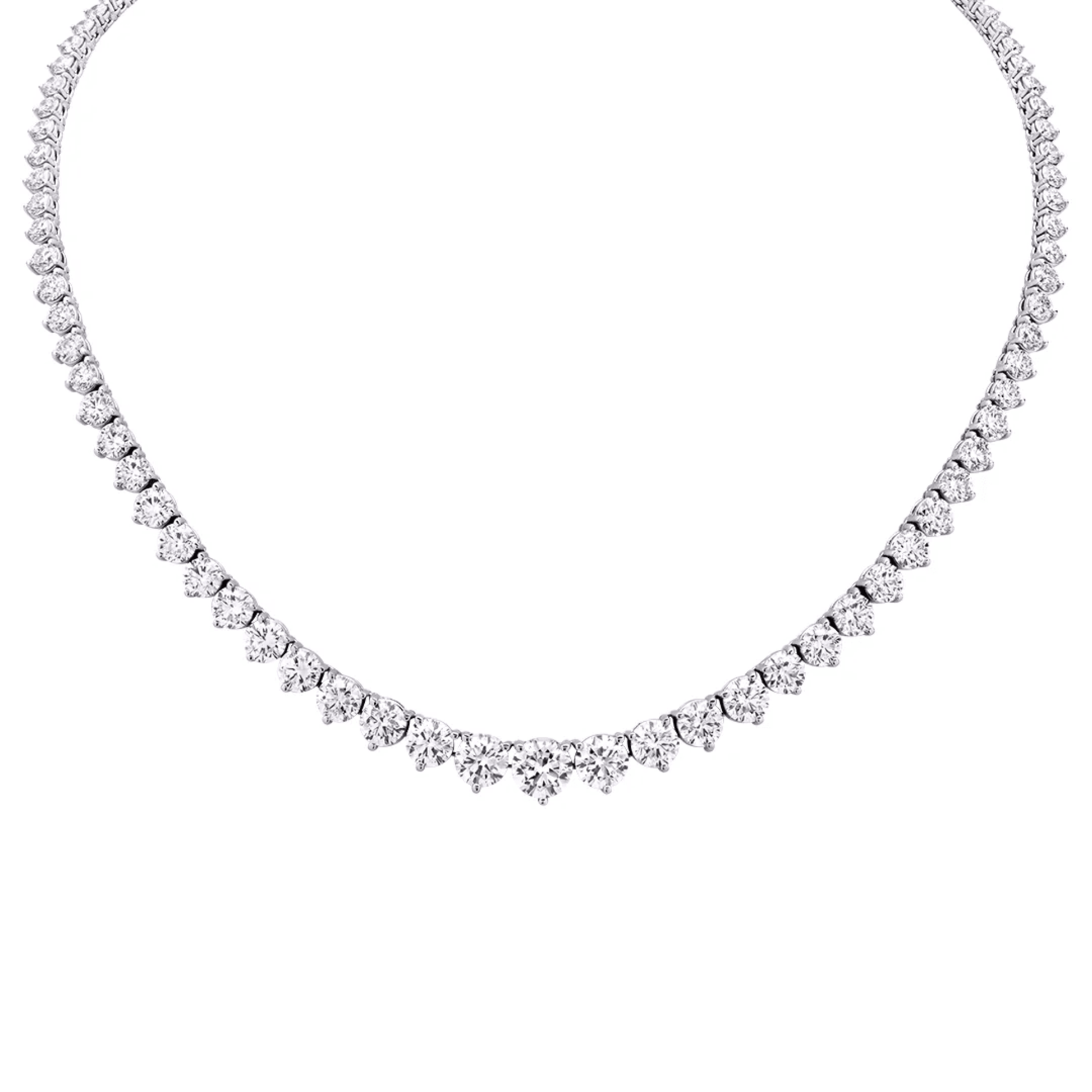 Post-1980s 14KT White Gold Diamond Riviere Necklace front