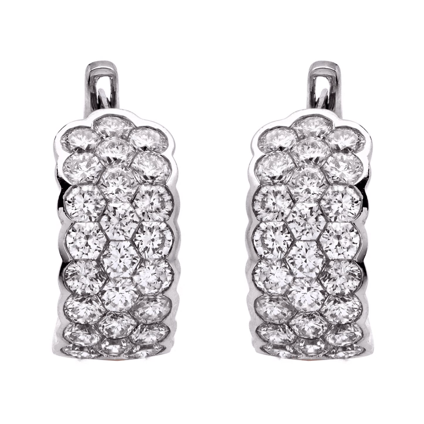 Contemporary 18KT White Gold Diamond Earrings front