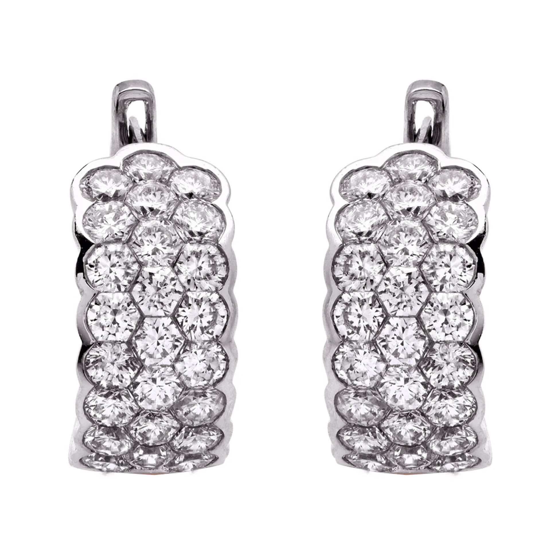 Contemporary 18KT White Gold Diamond Earrings front