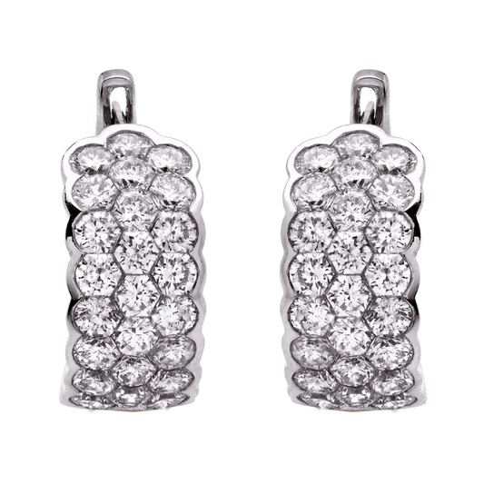 Contemporary 18KT White Gold Diamond Earrings front