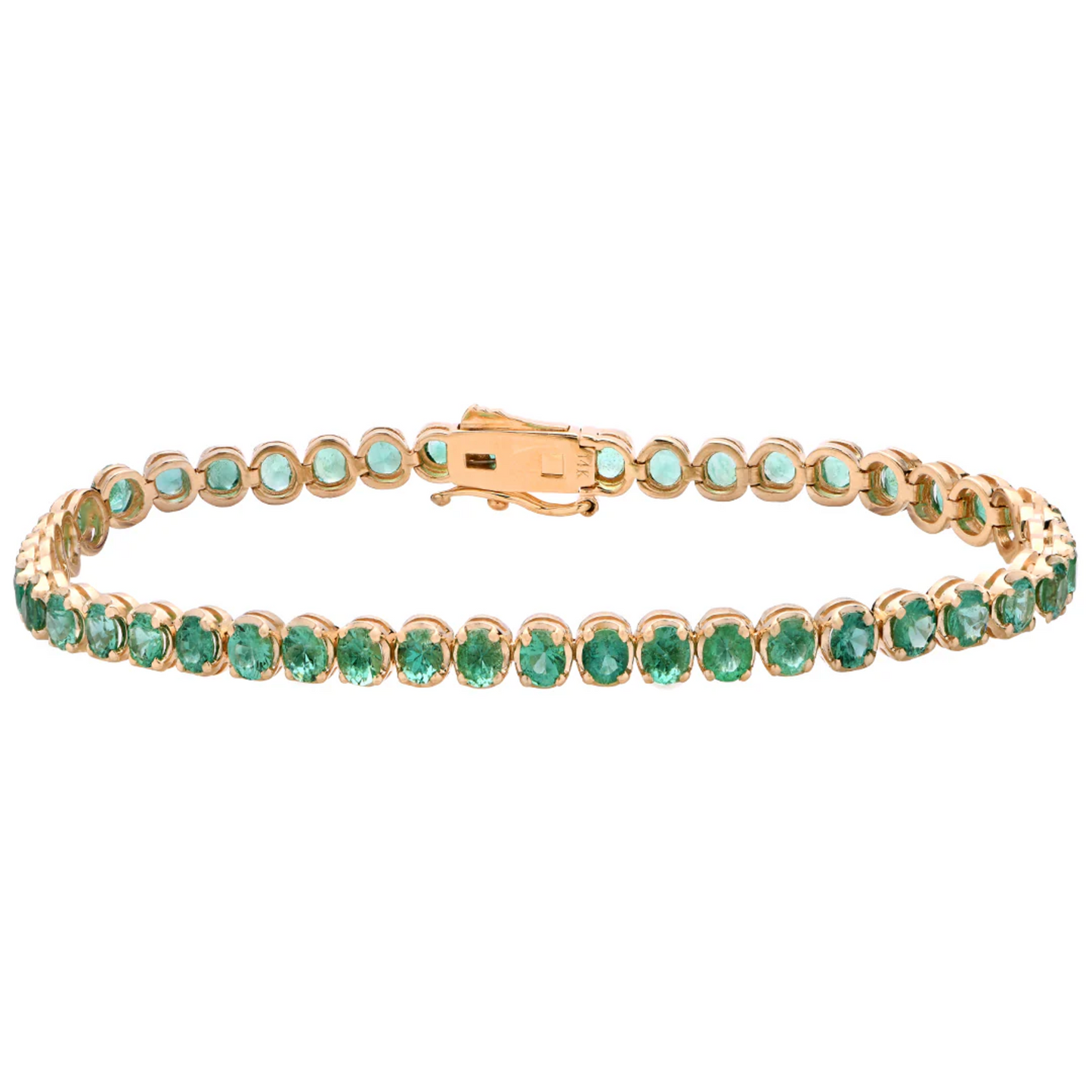 Contemporary 14KT Yellow Gold Emerald Bracelet front
