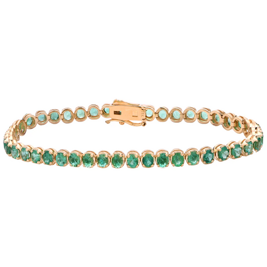 Contemporary 14KT Yellow Gold Emerald Bracelet front