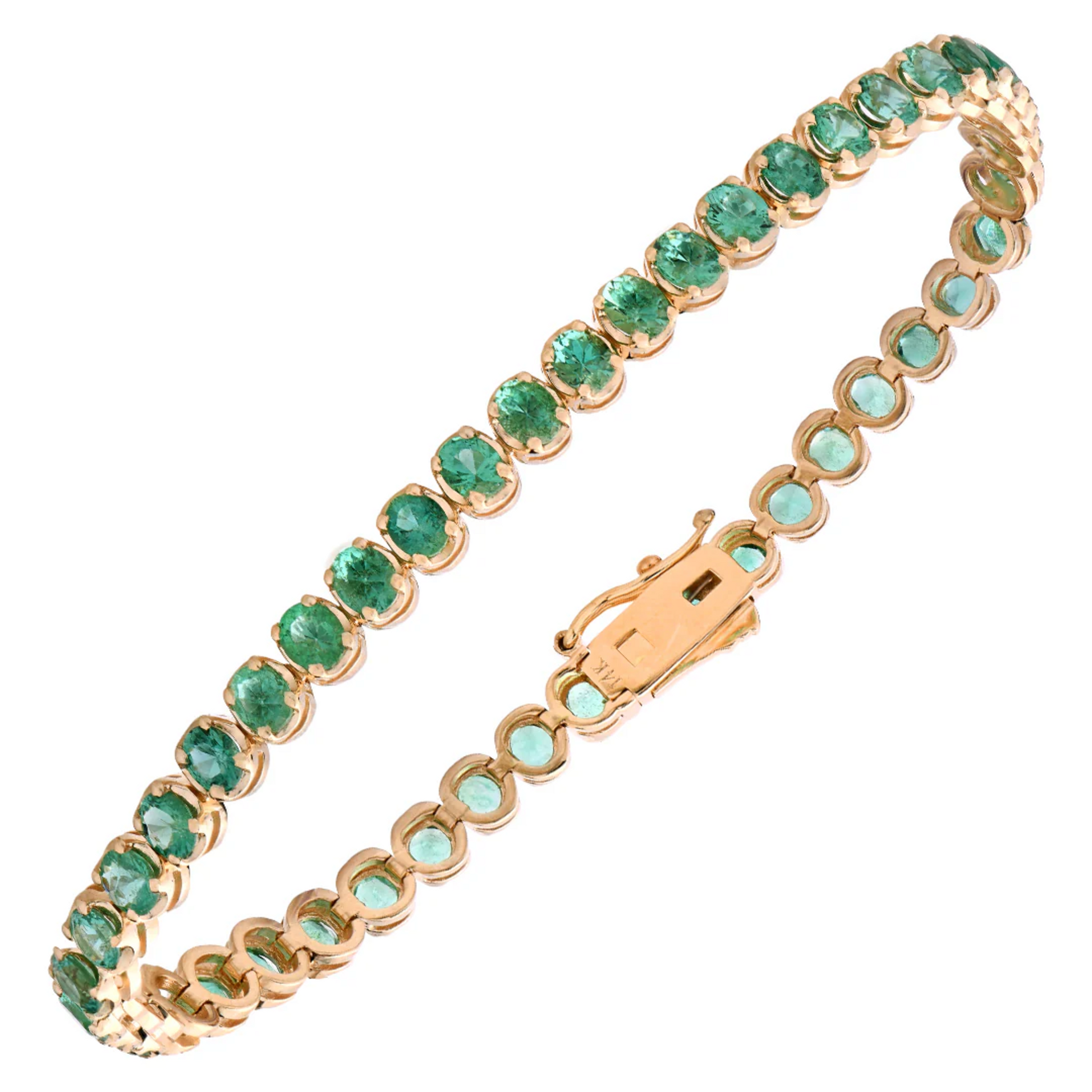 Contemporary 14KT Yellow Gold Emerald Bracelet front