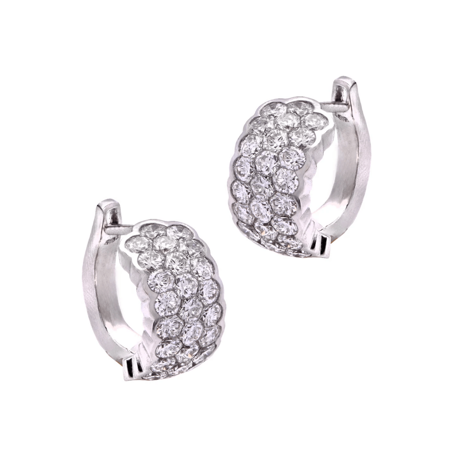 Contemporary 18KT White Gold Diamond Earrings front