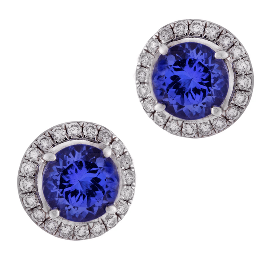 Tiffany & Co. Post-1980s 18KT White Gold Tanzanite & Diamond Earrings front