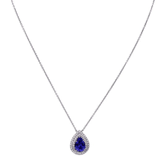 Tiffany & Co. Post-1980s 18KT White Gold Tanzanite & Diamond Necklace front