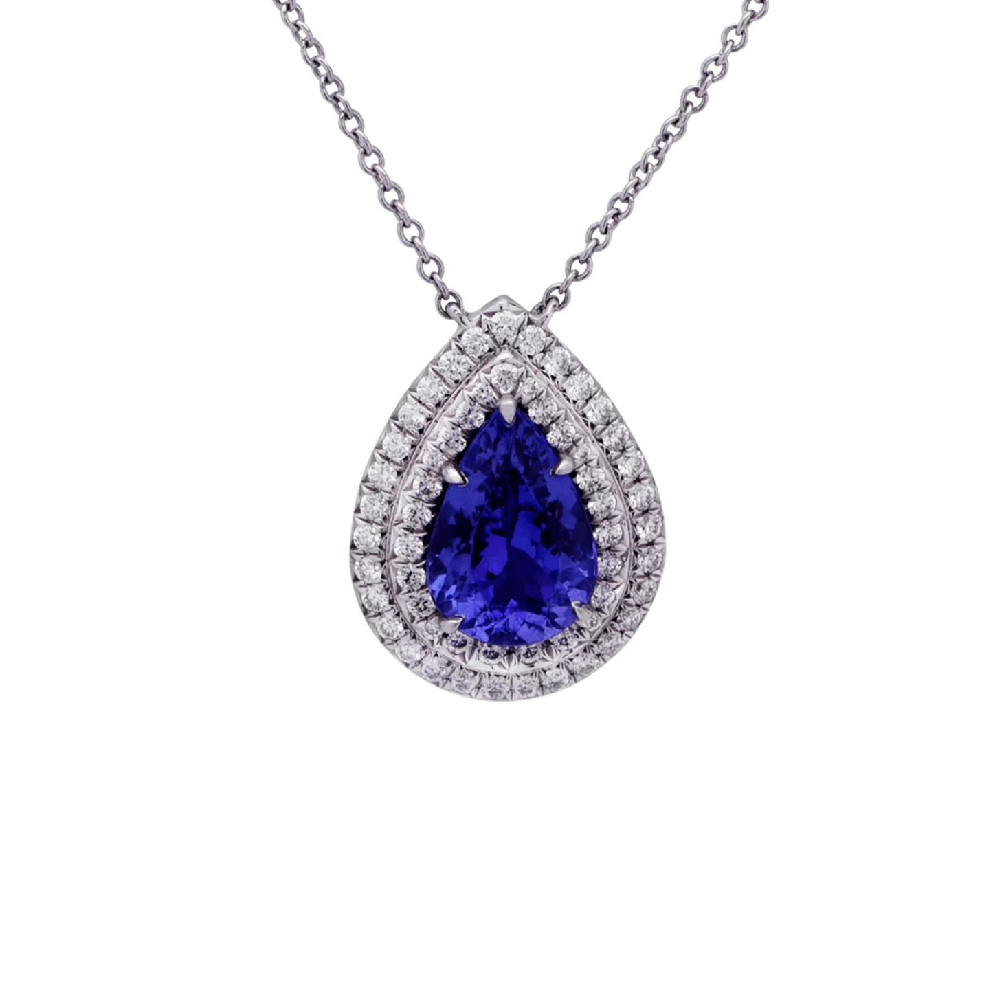 Tiffany & Co. Post-1980s 18KT White Gold Tanzanite & Diamond Necklace front