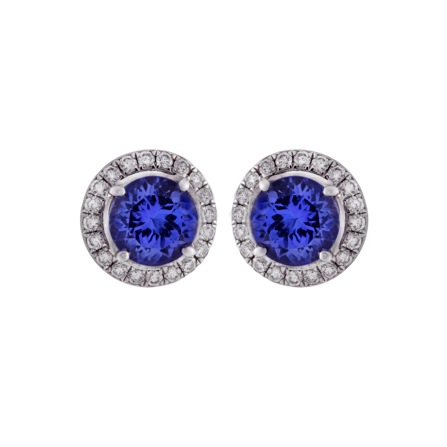 Tiffany & Co. Post-1980s 18KT White Gold Tanzanite & Diamond Earrings front
