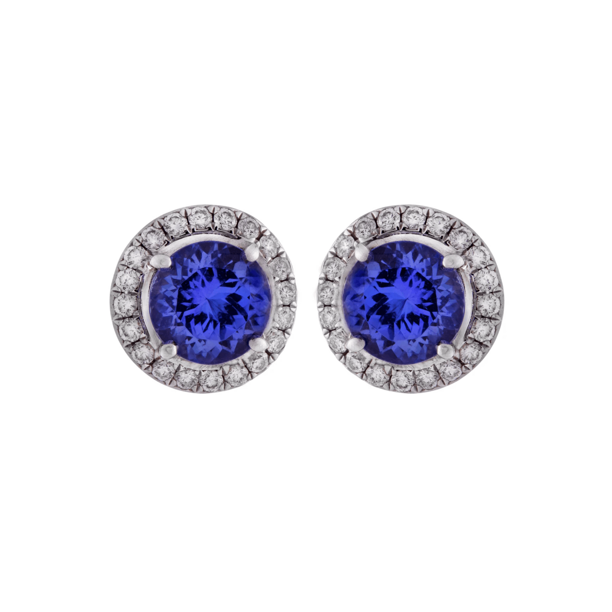 Tiffany & Co. Post-1980s 18KT White Gold Tanzanite & Diamond Earrings front