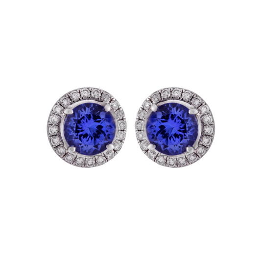 Tiffany & Co. Post-1980s 18KT White Gold Tanzanite & Diamond Earrings front