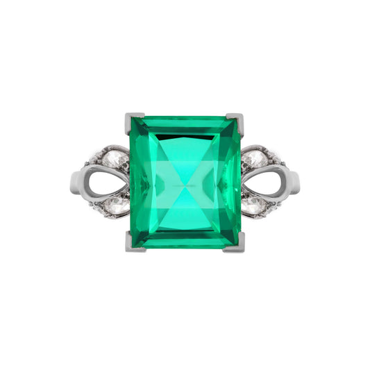 Cartier Art Deco Platinum Emerald & Diamond Ring front